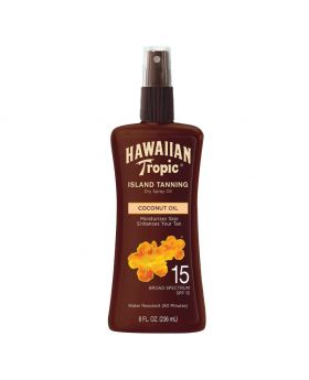 Hawaiian Tropic Island Tanning Dry Oil Pump Spray SPF 15, 236 mL
