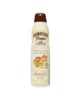 Hawaiian Tropic Silk Hydration Weightless Continuous Clear Sunscreen Spray SPF 15, 170 g
