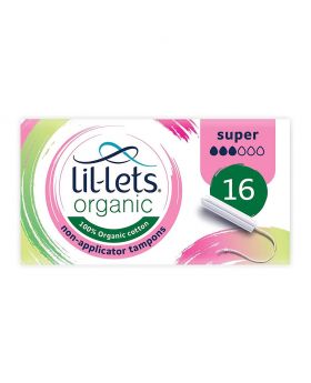 Lil-lets Organic Cotton Non-Applicator Tampons Super Pack 16's 