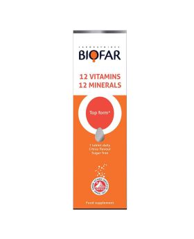 Biofar Vital 12 Vitamins 12 Minerals Top Form Effervescent Tablets, Orange Flavor, Pack of 20's