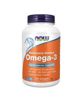 Now Omega-3 1000 mg Molecularly Distilled Softgel 200's