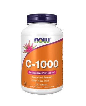Now Vitamin C 1000mg Sustained Release Tablets With Rose Hips For Antioxidant Protection & Immune Support, Pack of 250's
