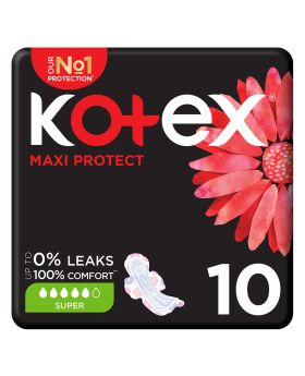 Kotex Maxi Protect Thick Pads With Wings, Super Size, Pack of 10's