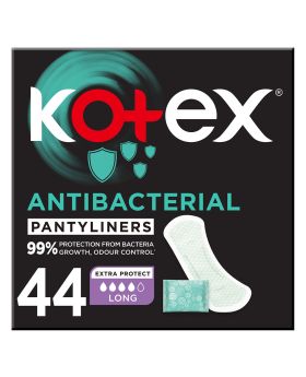 Kotex Antibacterial Daily Panty Liners For 99% Protection from Bacteria, Long Size, Pack of 44's