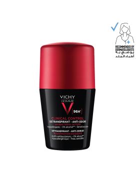 Vichy 96 Hour Clinical Control Dry Touch Anti-Odour Deodorant Roll-On For Men 50ml