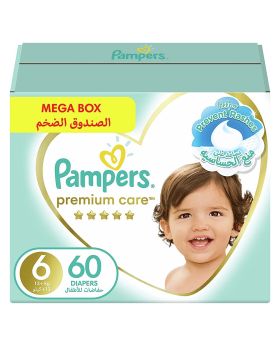 Pampers Premium Care Softest Best Skin Protection Diapers, Size 6, For 13+ Kg Baby, Pack of 60's