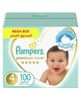 Pampers Premium Care Diapers, Size 4, For 9-14 Kg Baby, Mega Box, Pack of 100's
