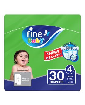 Fine Baby Double Lock Large Diapers Size 4, 7-14 Kg 30's