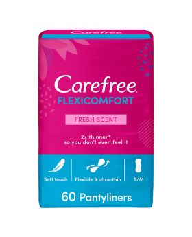 Carefree FlexiComfort Ultra-Thin Fresh Scented Panty Liners, Pack of 60's