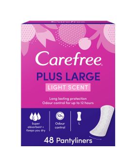 Carefree Plus Large Super Absorbent Light Scented Panty Liners, Pack of 48's