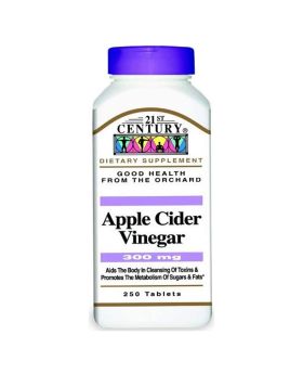21st Century Apple Cider Vinegar 300mg Tablets For Detoxification & Metabolism Support, Pack of 250's