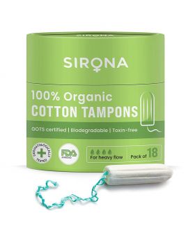 Sirona 100% Organic Cotton Tampons Heavy Flow 18's