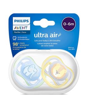 Philips Avent Ultra Air Freeflow Silicone Soother Deco For 0-6 Months Baby, Pack of 2's