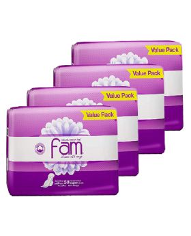 Fam Classic Maxi Thick Natural Cotton Feel Sanitary Pads With Wings, Pack of 50 x 4’s