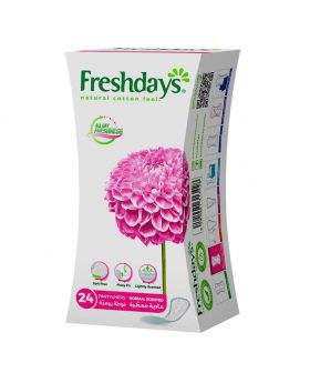 Freshdays Natural Cotton Feel Flexy Fit Odour Control Normal Scented Pantyliners, Pack of 24 x 12's