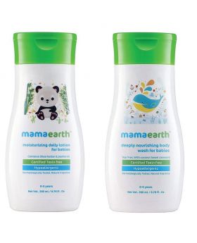 Mamaearth Daily Moisturizing Baby Lotion 200 mL + Mamaearth Deeply Nourishing Body Wash For Babies 200 mL Combo Pack