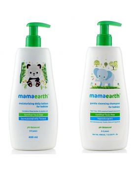 Mamaearth Daily Moisturizing Baby Lotion 400 mL + Mamaearth Gentle Cleansing Shampoo For Babies 400 mL Combo Pack