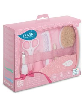 Nuvita Complete Baby Care Grooming & Hygiene Essentials Kit of 6 Pieces, Pink