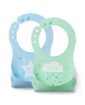 Nuvita Squishy Silicone Roll Up Bib For Baby - Blue/Green, Pack of 2's