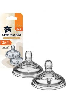 Tommee Tippee Closer To Nature Fast Flow Anti-Colic Bottle Teats-2 Pieces