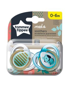 Tommee Tippee MODA Orthodontic Soother For 0-6 Months Baby Boy-Pack Of 2