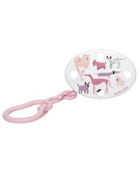 Suavinex Oval Soother Clip Pink Dog For Babies