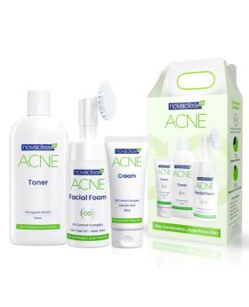 Novaclear Acne Kit With Acne Facial Foam 100ml + Acne Toner 150ml + Acne Cream For Oily, Combination & Acne-Prone Skin 40ml
