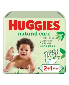 Huggies Natural Care Baby Wet Wipes, Cleansing Wipes With Aloe Vera, Pack of 168's