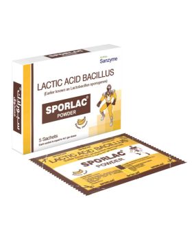 Sporlac 50mg Probiotic Banana Flavoured Oral Powder Sachet 1g, Pack of 5's