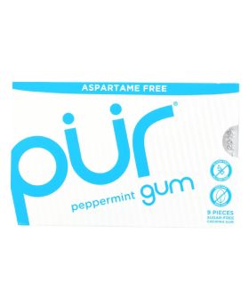 Pur Aspartame & Sugar Free Peppermint Chewing Gum With Xylitol 9 Pieces
