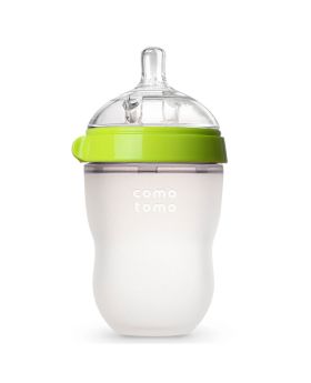 Comotomo Soft Hygienic Silicone Natural Feel Baby Feeding Bottle Green/White 250ml