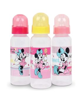 Disney Minnie Mouse 260ml Feeding Bottle For 0+Month Baby, Pack of 3's