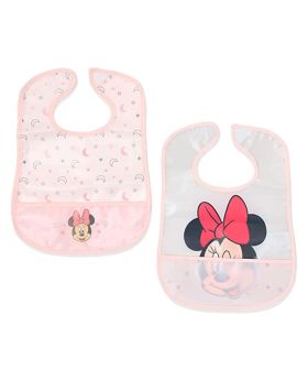 Disney Minnie Mouse Washable Waterproof Peva Apron Bib For 6+ Month Baby, Pack of 2's