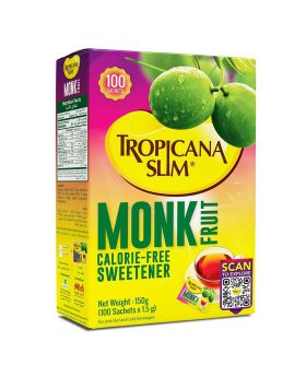 Tropicana Slim Monk Fruit Calorie Free Sweetener Sachets, Pack of 100's
