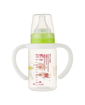 Farlin Little Artist Collection 140ml Standard Neck PP Feeding Bottle With Handle Green For 0+ Months Baby, Pack of 1's