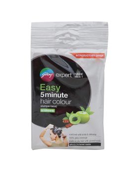 Godrej Expert Easy 5-Minute Hair Color Shampoo With No Ammonia, Natural Black, Pack of 8 x 18ml
