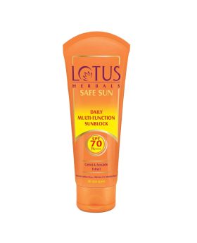 Lotus Herbals Safe Sun Daily Multi-function SPF 70 PA+++ Face Sun Block For All Skin Types 60g