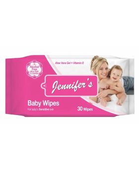 Jennifer's Alcohol Free Baby Wipes For Sensitive Skin With Aloevera & Vitamin E, Pack of 30's