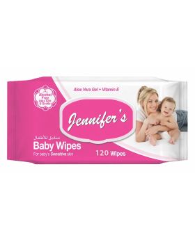 Jennifer's Alcohol Free Baby Wipes For Sensitive Skin With Aloevera & Vitamin E, Pack of 120's
