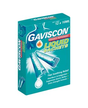 Gaviscon Advance Peppermint Liquid For Heartburn 10ml, Pack of 12 Sachets