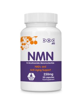 NMN Bio 99% Pure Beta Nicotinamide Mononucleotide Capsules For Anti-aging Support 250mg, Pack of 30's