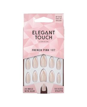 Elegant Touch Statement French Nails - French Pink 107, Pack of 24 Pieces