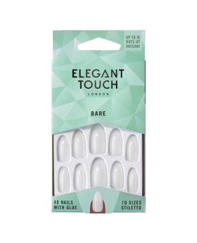 Elegant Touch Totally Bare Artificial Nails - Stiletto Shape, Pack of 48 Nails with Glue