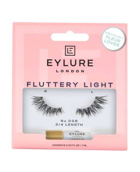 Eylure 3/4 Length Fluttery Light Reusable False Eye Lashes No. 008, Pack of 1 Pair