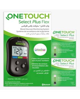 OneTouch Select Plus Flex Blood Sugar Monitoring System + OneTouch Select Plus Test strips 50's, Pack of 2 Boxes; PROMO PACK