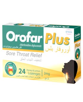 Orofar Plus Sore Throat Relief Lozenges, Honey & Lemon Flavor, Pack of 24's
