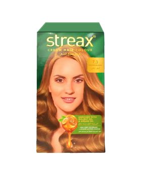 Streax Cream Hair Colour With Shine On Conditioner For All Hair Types - Golden Blonde 7.3