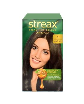 Streax Cream Hair Colour With Shine On Conditioner For All Hair Types - Natural Brown 4