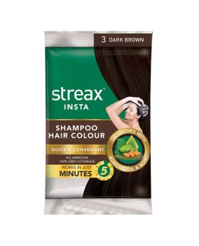 Streax No-Ammonia Insta Shampoo Hair Color - Dark Brown 3