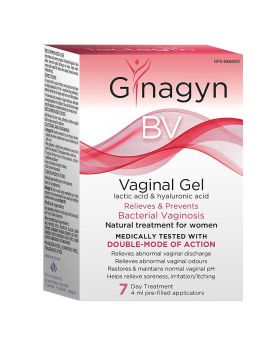 Gynagyn BV Hyaluronic Acid & Lactic Acid Single-Use Vaginal Gel For Bacterial Vaginosis, Pack of 7 x 4ml Pre-Filled Applicators